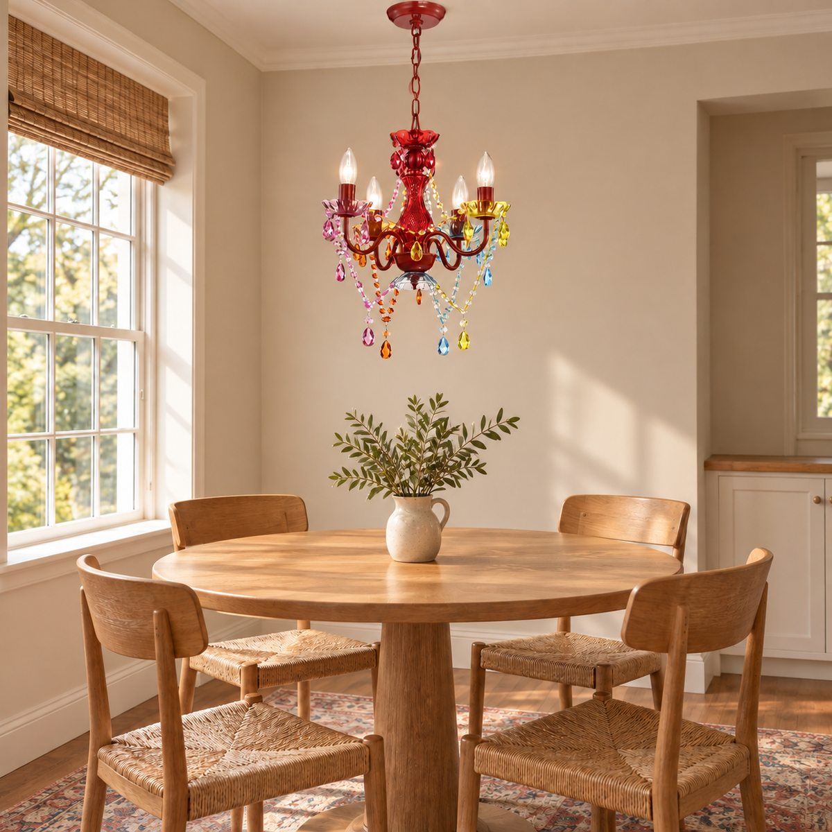 4-Light Acrylic Crystal Chandelier with Adjustable Chain