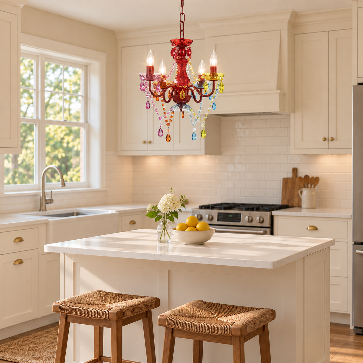 4-Light Acrylic Crystal Chandelier with Adjustable Chain