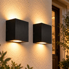 2-Pack Modern Up & Down LED Outdoor Wall Lights, 10W Black Exterior Sconces