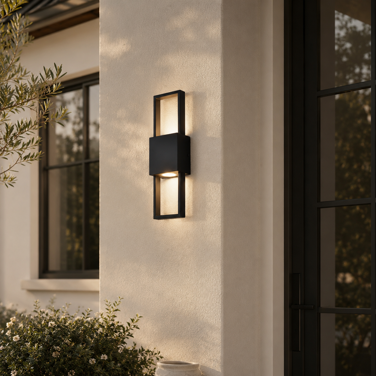 15.75" Integrated LED Outdoor Wall Light, Matte Black