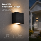 2-Pack Modern Up & Down LED Outdoor Wall Lights, 10W Black Exterior Sconces