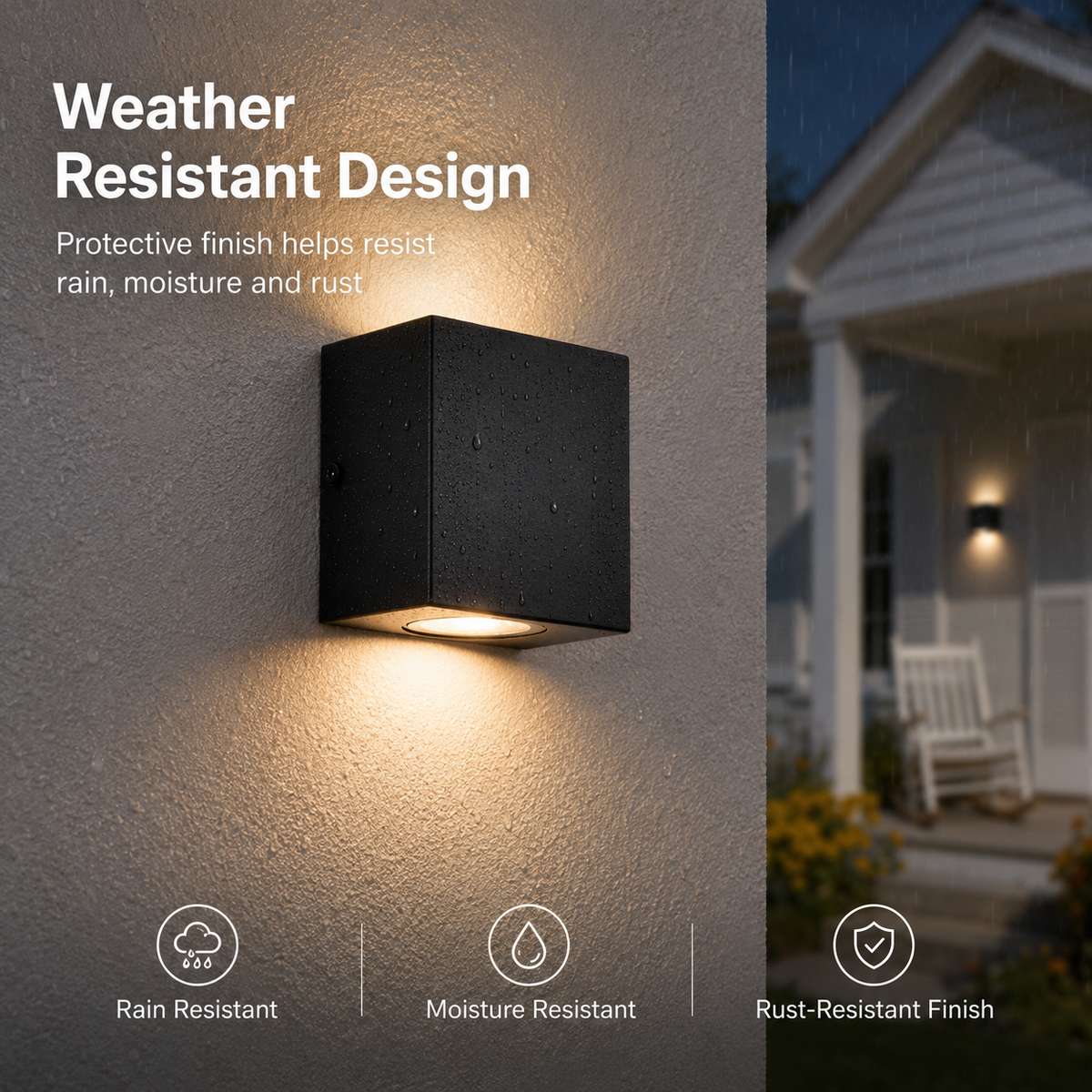2-Pack Modern Up & Down LED Outdoor Wall Lights, 10W Black Exterior Sconces