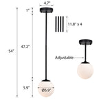LED Pendant Light Fixture Milk Glass Globe Pendant Light 1-Light Black Pendant Lights Kitchen Island LED
