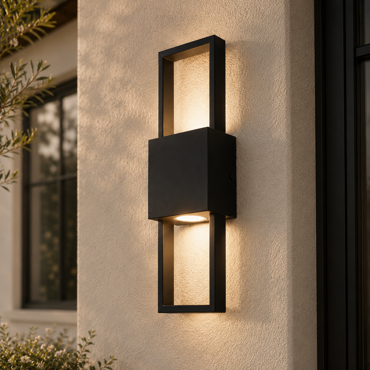 15.75" Integrated LED Outdoor Wall Light, Matte Black