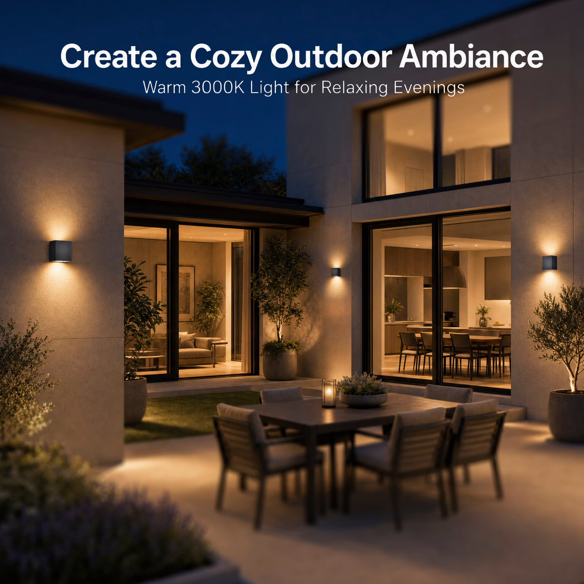 2-Pack Modern Up & Down LED Outdoor Wall Lights, 10W Black Exterior Sconces