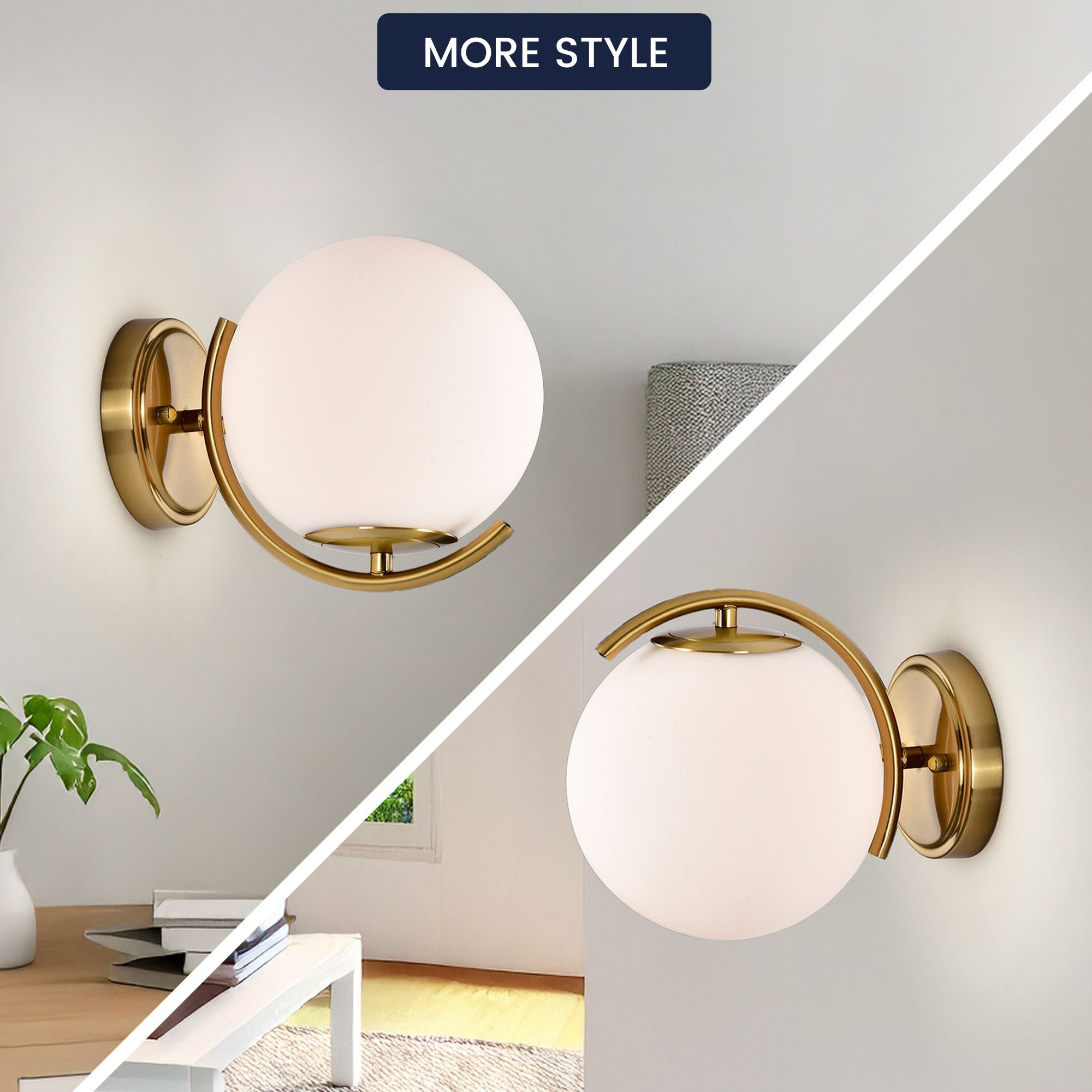 Modern Globe Indoor Wall Sconce, E12 Hardwired Glass Wall Light