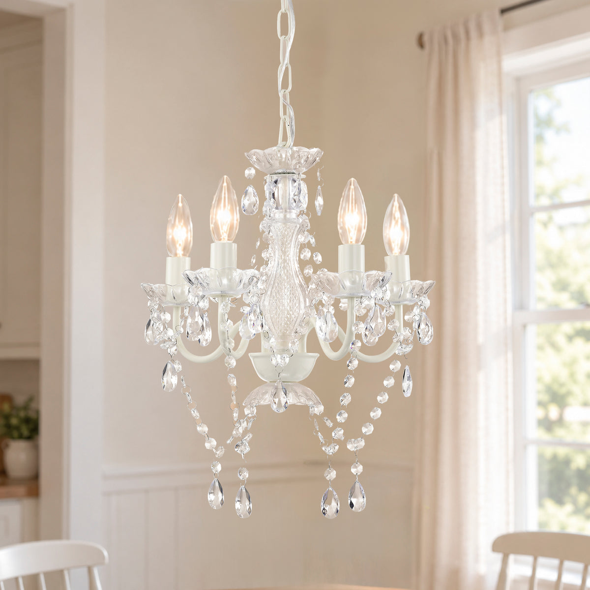 4-Light Acrylic Crystal Chandelier with Adjustable Chain