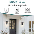 2-Pack Dusk-to-Dawn Integrated LED Outdoor Wall Lights, Black