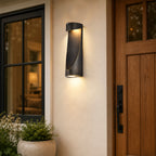 15" Dusk-to-Dawn Integrated LED Outdoor Wall Light, Sand Black & Brushed Gold
