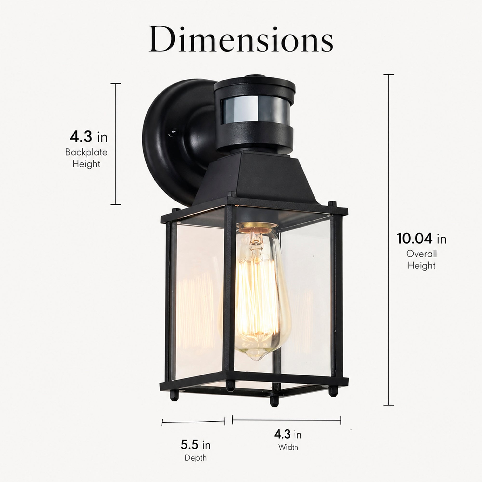2 Pack Black Motion Sensor Outdoor Wall Lights, E26 Porch & Garage Lanterns