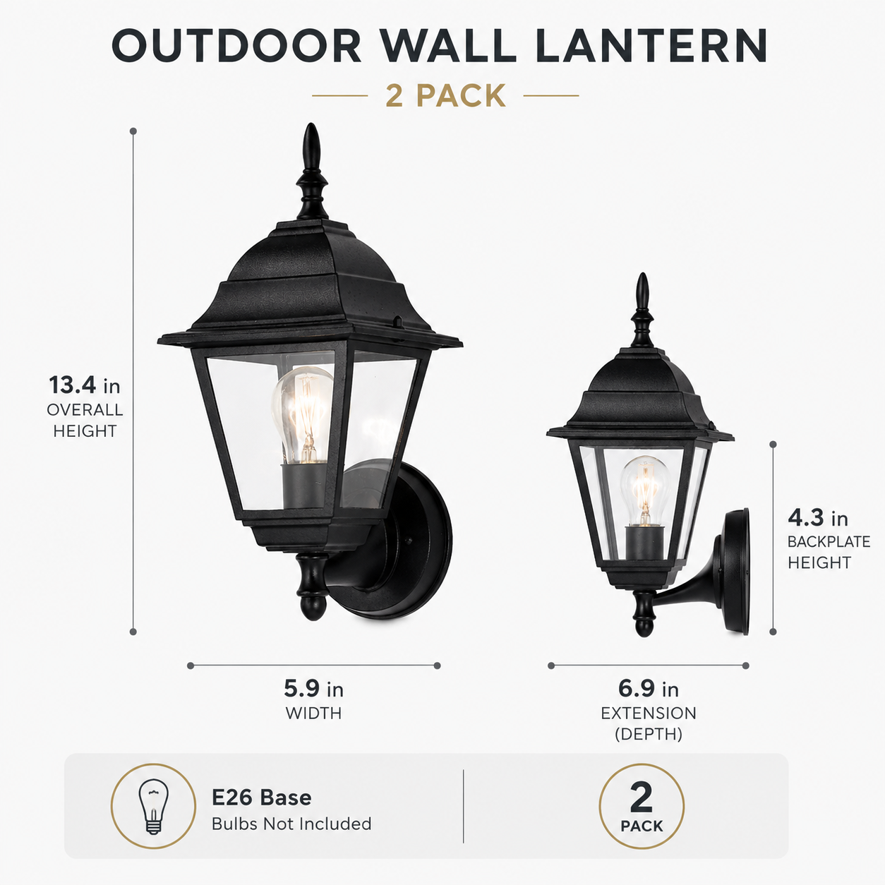 2 pack Traditional Outdoor Wall Light for Timeless Exterior Style