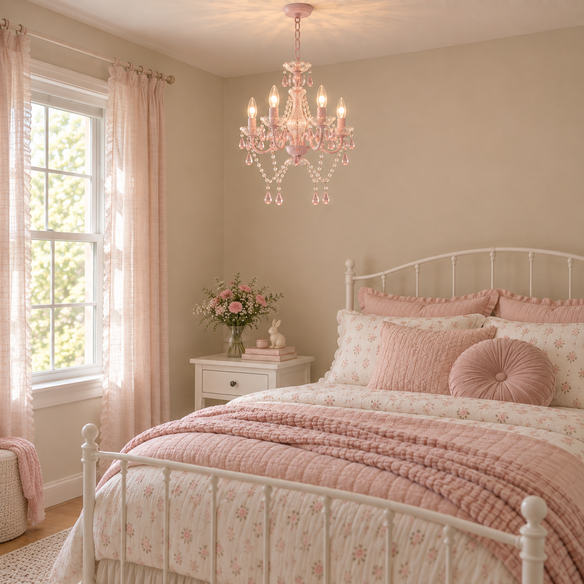 4-Light Acrylic Crystal Chandelier with Adjustable Chain