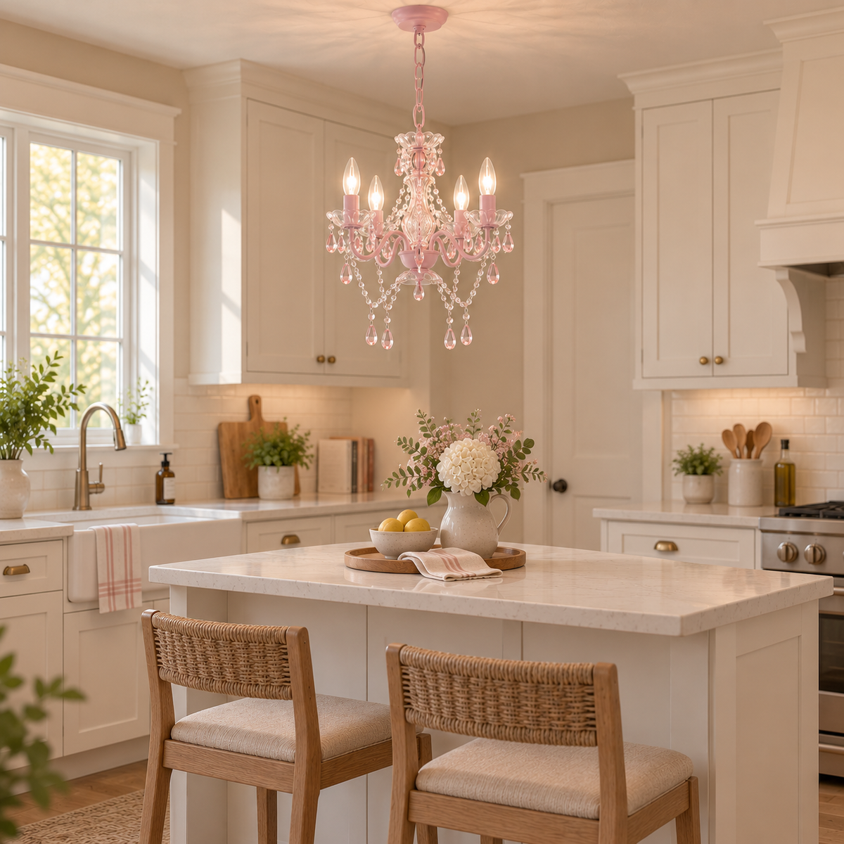 4-Light Acrylic Crystal Chandelier with Adjustable Chain