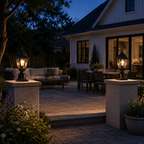 2-Pack Outdoor Post Lanterns with Pier Mount Bases, Black