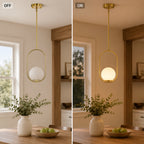 Modern Globe Pendant Light with Opal Glass, E12 Indoor Hanging Light