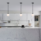 LED Pendant Light Fixture Milk Glass Globe Pendant Light 1-Light Black Pendant Lights Kitchen Island LED