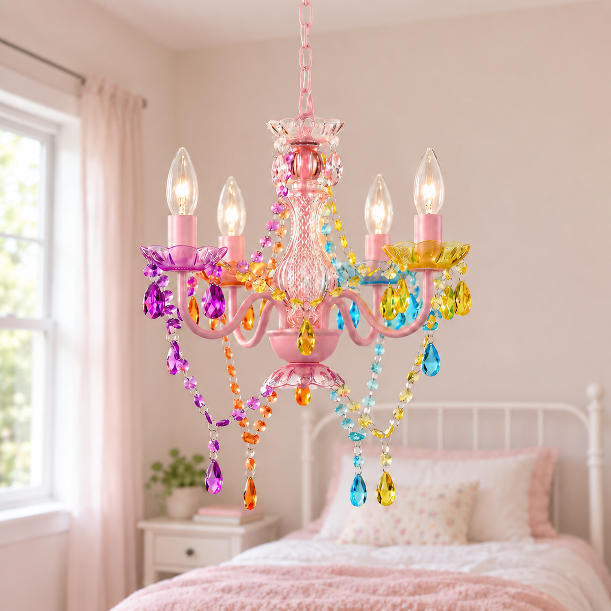 4-Light Acrylic Crystal Chandelier with Adjustable Chain