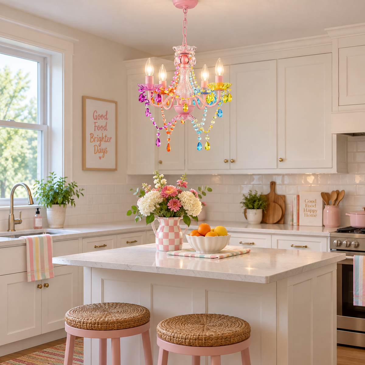 4-Light Acrylic Crystal Chandelier with Adjustable Chain