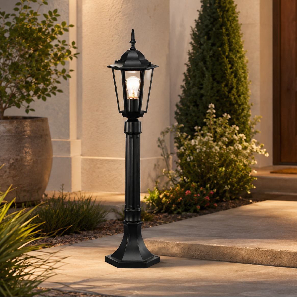 Black Outdoor Post Light for Garden Lawn Pathway 34 inches High