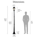 84" Black  Dusk to Dawn Outdoor Post Light for Driveways