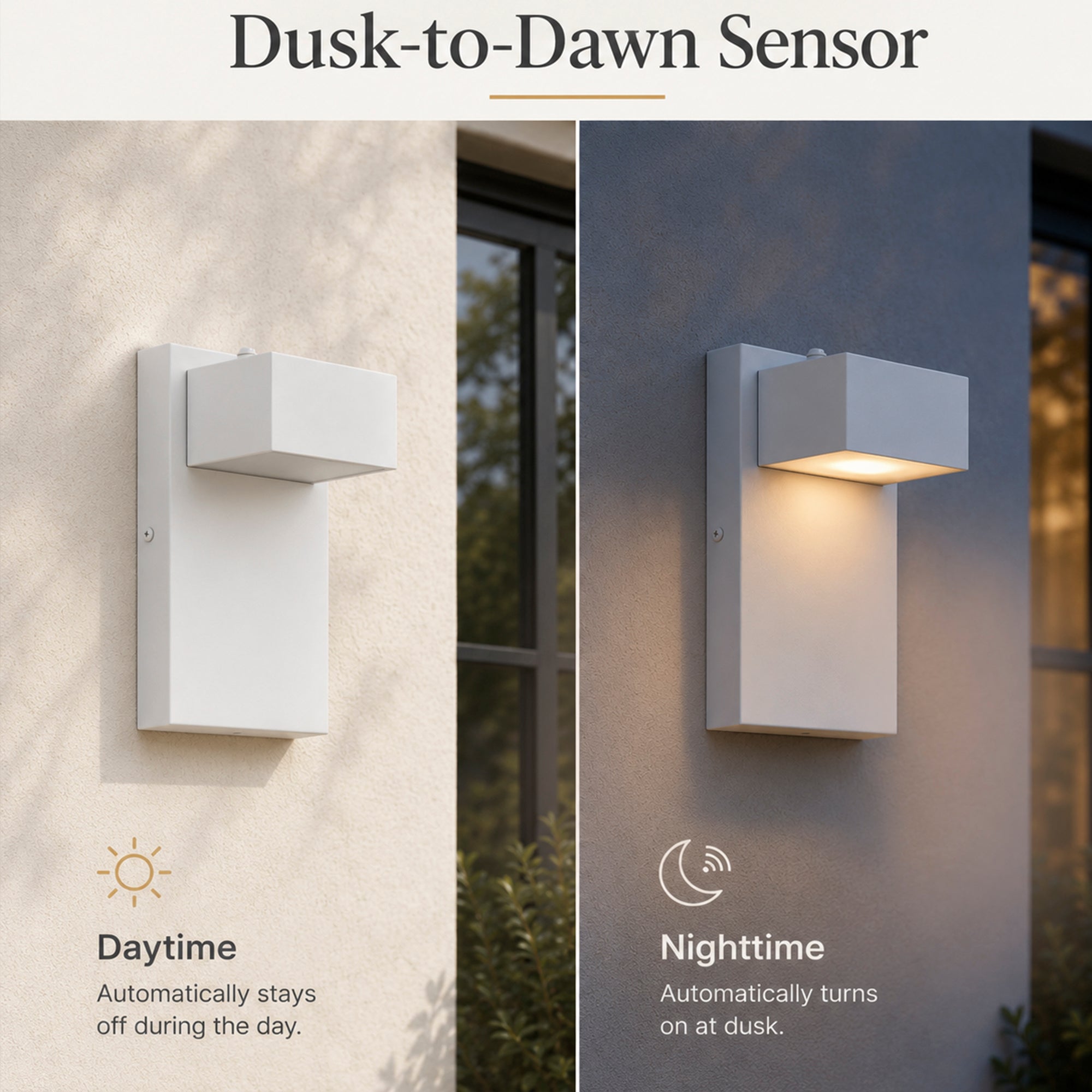 7.8" White Dusk-to-Dawn Integrated LED Outdoor Wall Light
