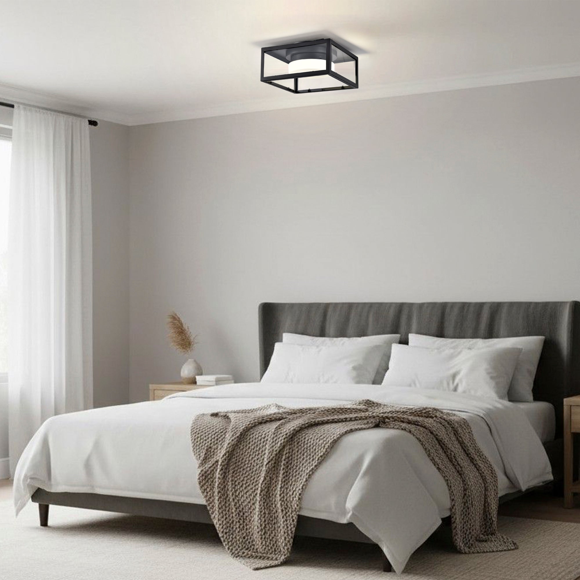 Modern ceiling light, LED ceiling light Fixture, Black  Light for Bedroom and Hallway, Cool White Light