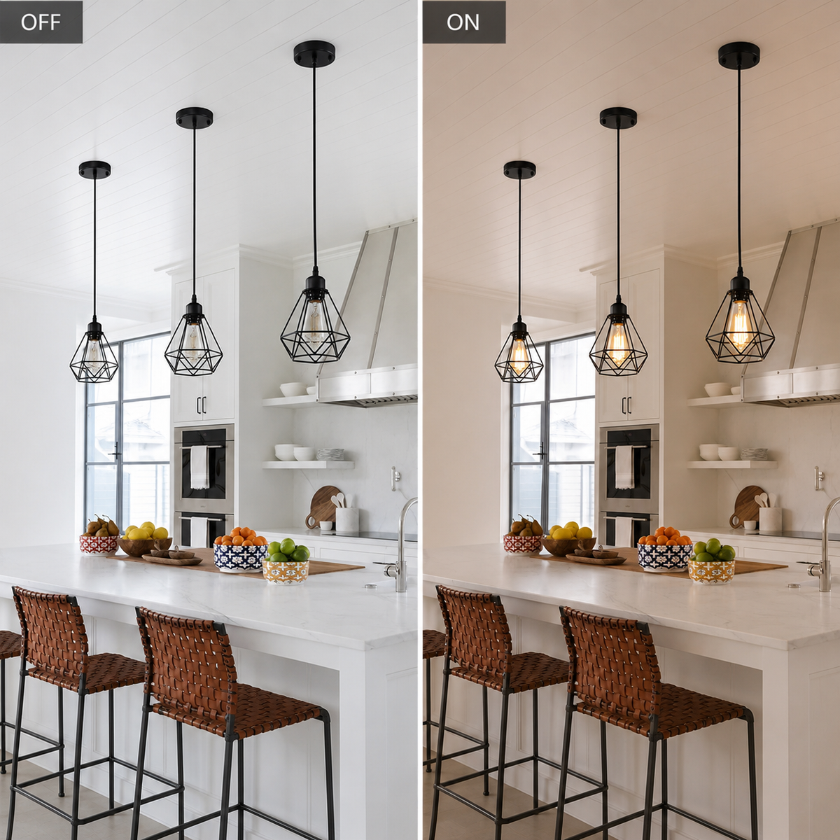 Ceiling Light Shade Cage Replacement – 3 Pack Black Metal Lamp Shades