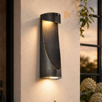 15" Dusk-to-Dawn Integrated LED Outdoor Wall Light, Sand Black & Brushed Gold