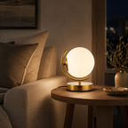 Modern Globe Table Lamp with Glass Shade and Plug-in Switch for Bedroom & Living Room