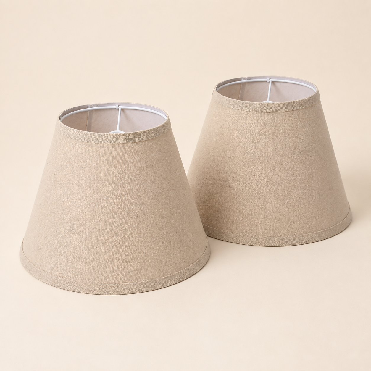 Beige Linen Empire Replacement Lamp Shades Set of 2 with Spider Fitter