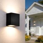 Modern Up & Down LED Outdoor Wall Light, 10W Black Exterior Sconce