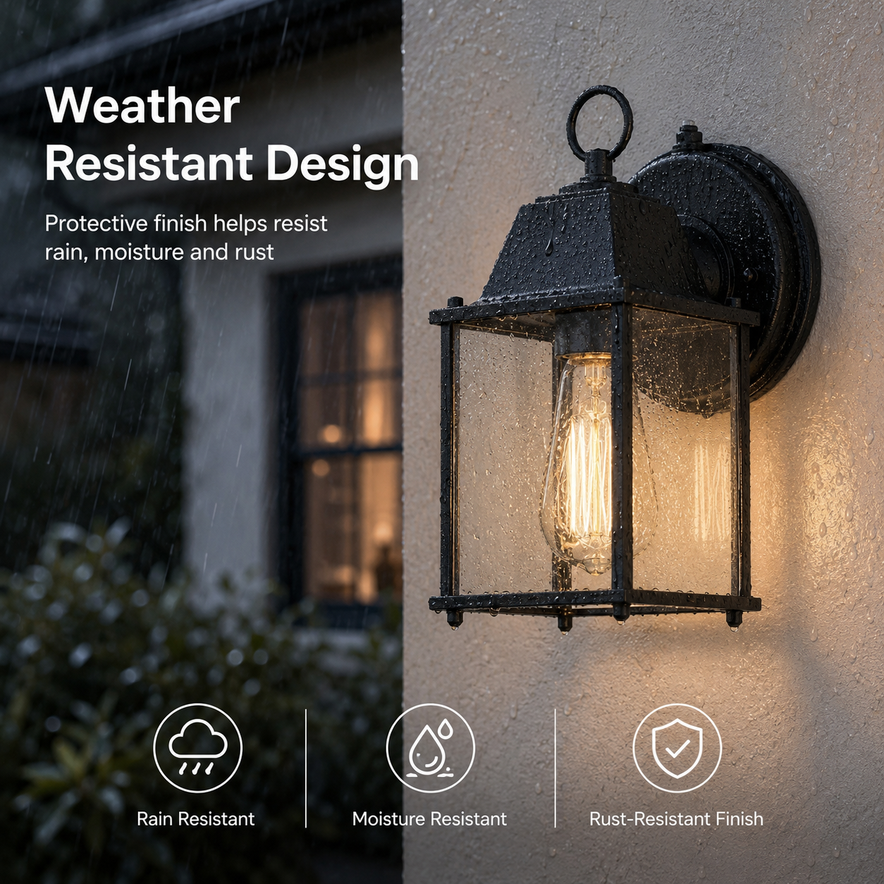 2-Pack Dusk-to-Dawn Outdoor Wall Lanterns, Black