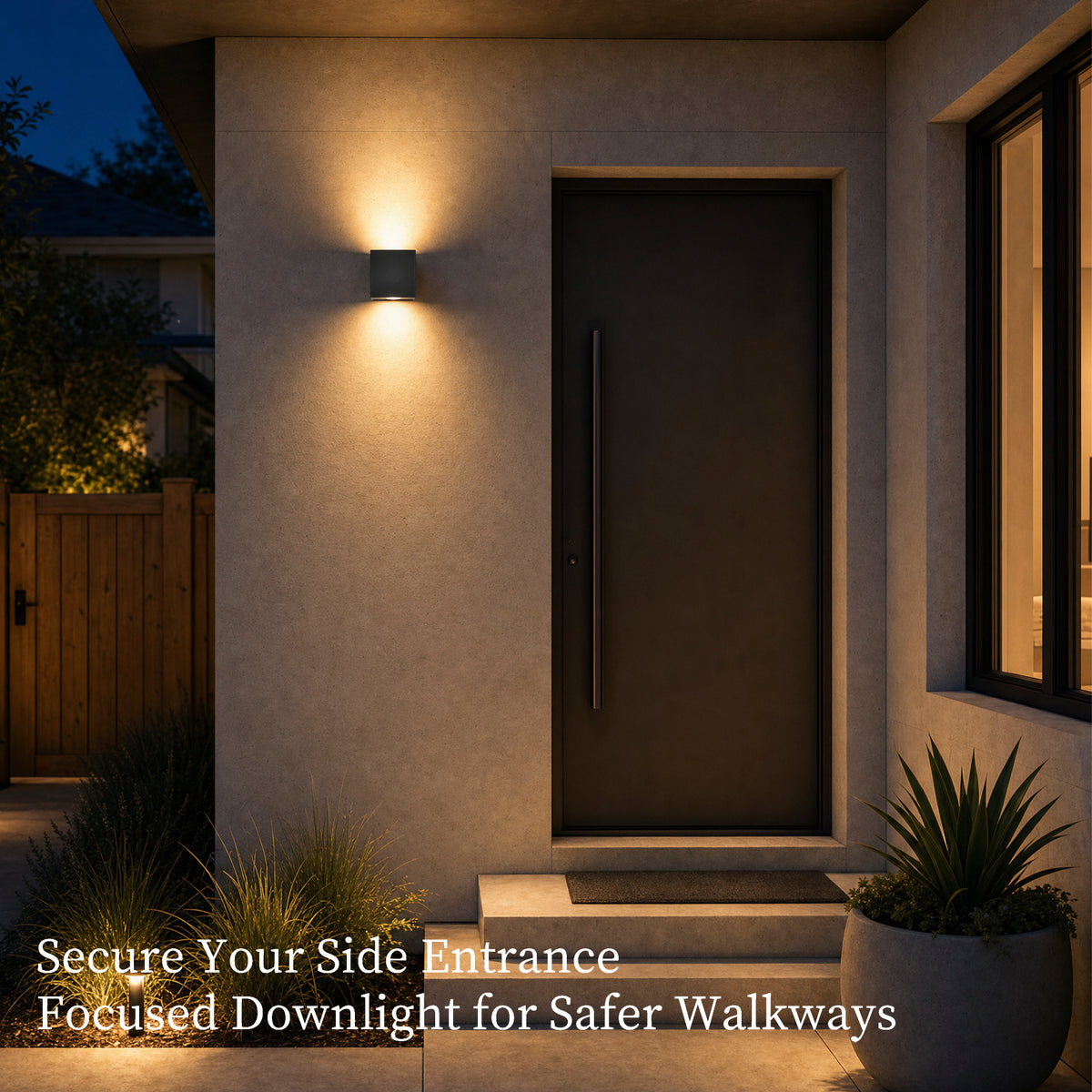 2-Pack Modern Up & Down LED Outdoor Wall Lights, 10W Black Exterior Sconces