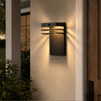 2-Pack Dusk-to-Dawn Integrated LED Outdoor Wall Lights, Black