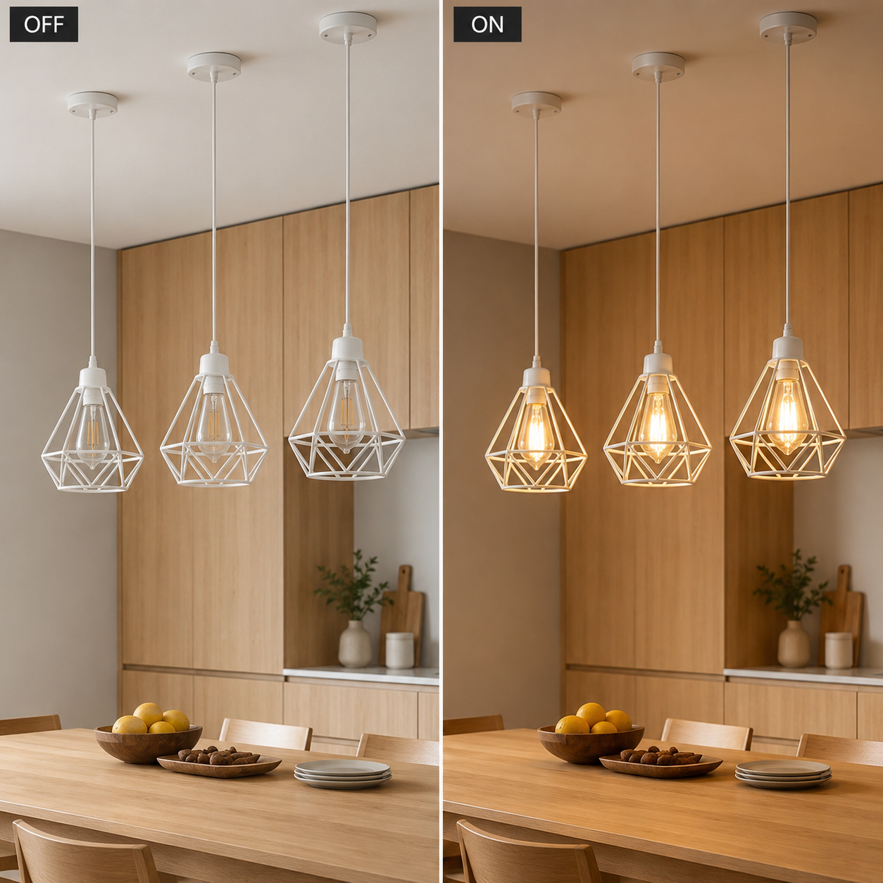 white Pendant Light Shade Cage 3 Pack Wire Lamp Shade for E26 Hanging Bulbs