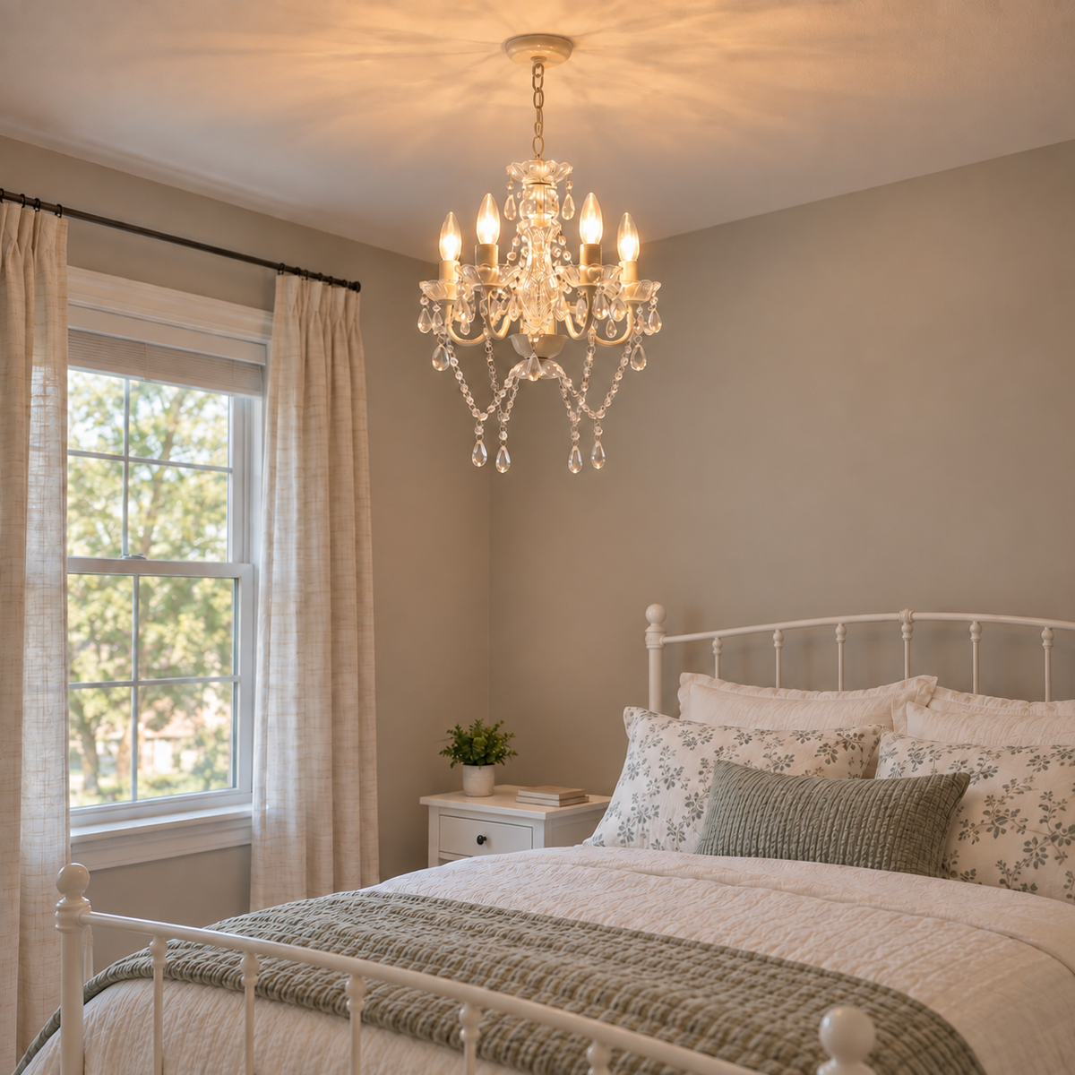 4-Light Acrylic Crystal Chandelier with Adjustable Chain