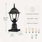 2-Pack Outdoor Post Lanterns with Pier Mount Bases, Black