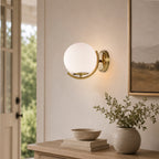 Modern Globe Indoor Wall Sconce, E12 Hardwired Glass Wall Light