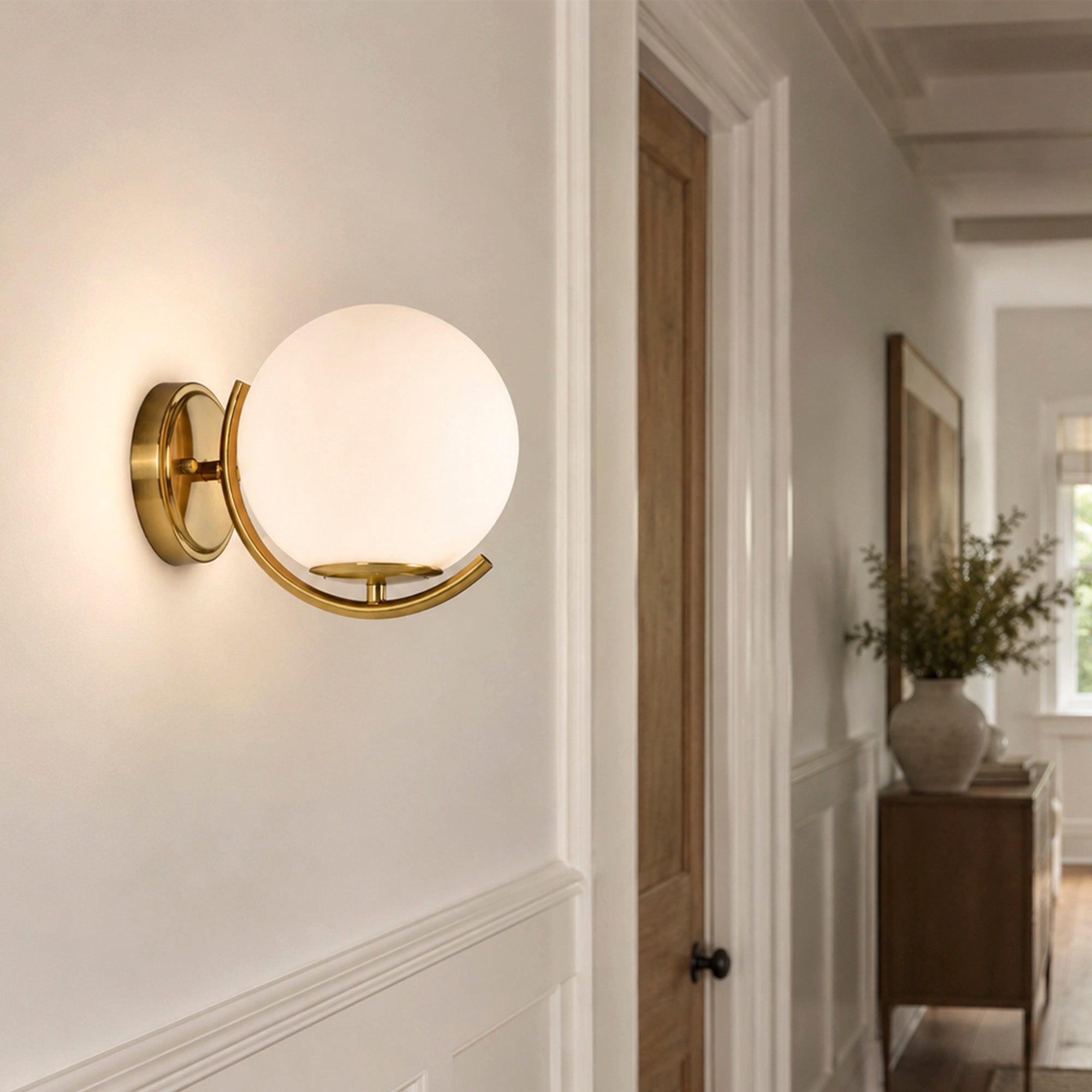 Modern Globe Indoor Wall Sconce, E12 Hardwired Glass Wall Light