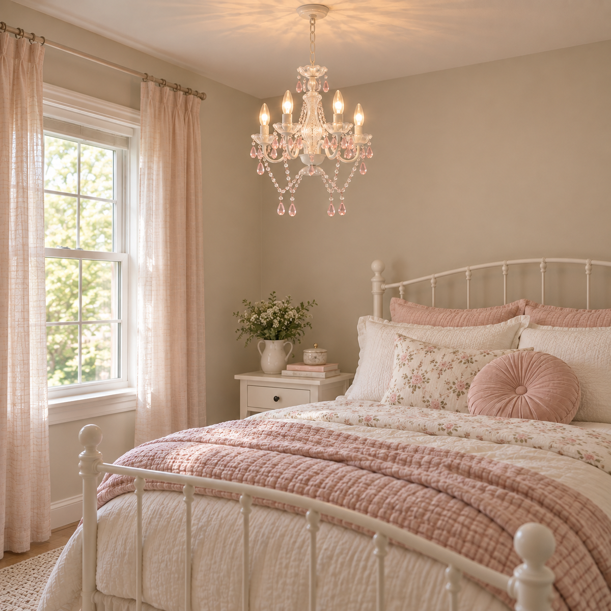 4-Light Acrylic Crystal Chandelier with Adjustable Chain