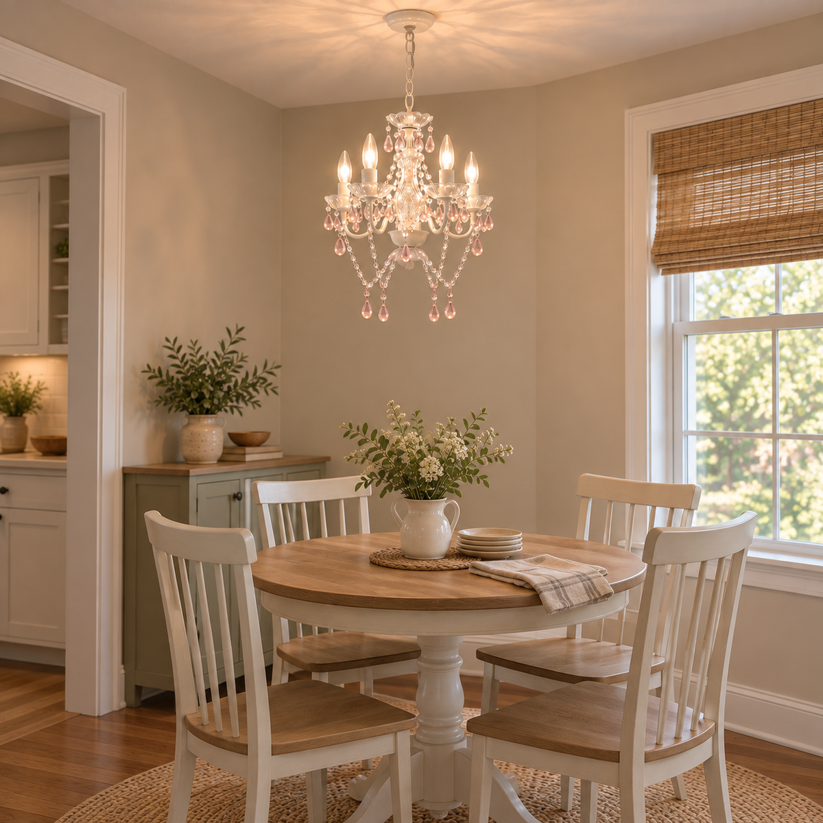 4-Light Acrylic Crystal Chandelier with Adjustable Chain