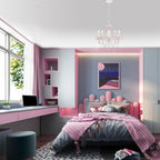 White Chandeliers 5-Light Pink Crystal Chandelier for Girls Room