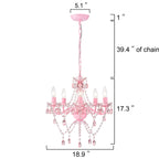 Pink Chandeliers with Crystals 5-Light Small Chandelier for Girls Room