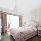 Plug In Chandelier Modern White and Pink Crystal Chandelier 4-Light